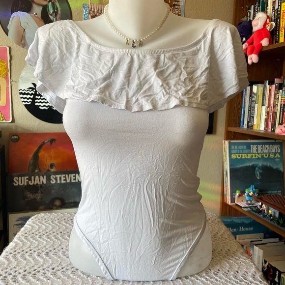 Altar'd State Tops - Altar'd State Cream Off-Shoulder Bodysuit